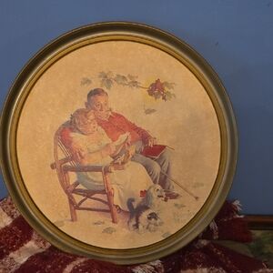 Norman Rockwell Art with Red and Cream Tones